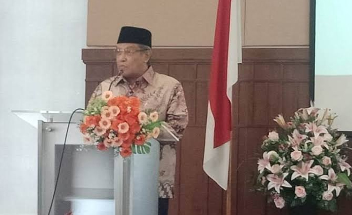 Ketua Umum PBNU yang sekaligus Ketua Lembaga Persahabatan Ormas Keagamaan (LPOK), KH Said Aqil Siradj saat memberikan sambutan pada Sabtu (11/1)