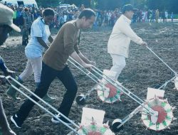 Presiden Joko Widodo Menanam Benih Jagung Bersama Petani Di Lumbung Pangan Food Estate.