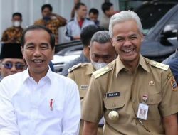 Gubernur Jateng, Ganjar Pranowo Dampingi Presiden Jokowi Berkunjung ke Sejumlah Pasar Tradisional di Jawa Tengah.