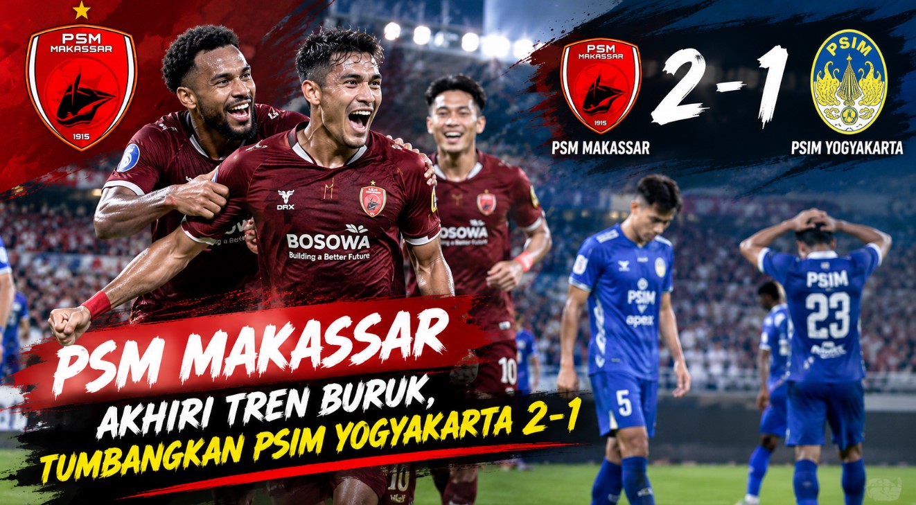PSM Makassar Akhiri Tren Buruk, Tumbangkan PSIM Yogyakarta 2-1